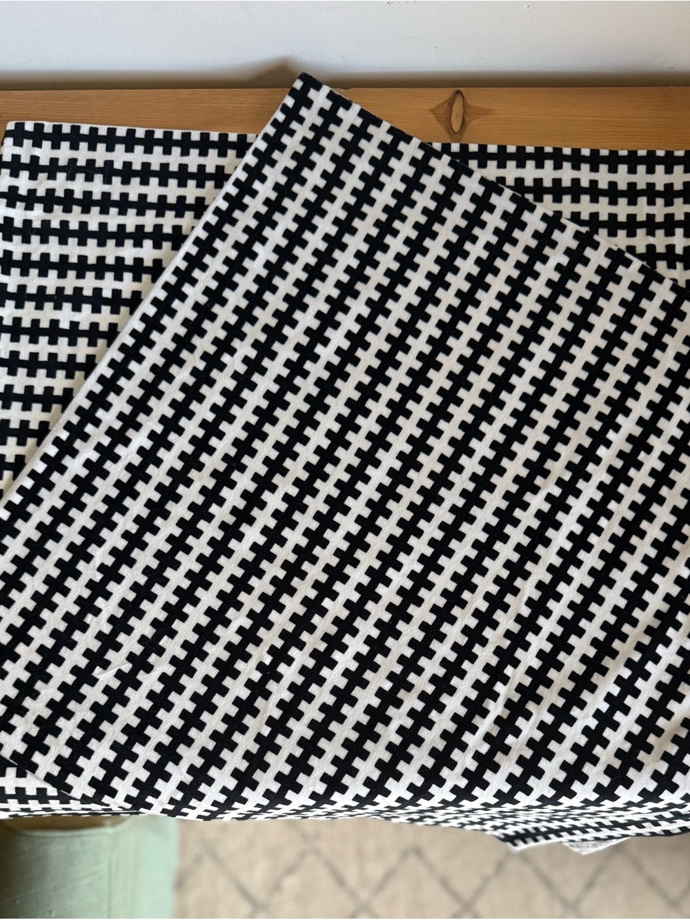 IKEA STOCKHOLM Black White Cross Grid Accent Pillow Covers Set of 2 (20x20)